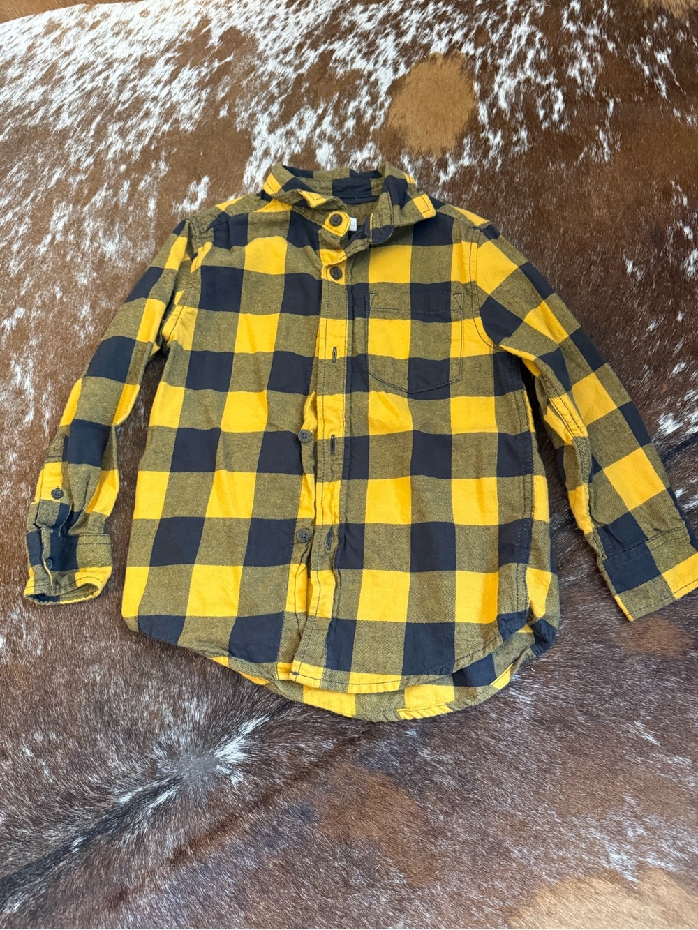 Cat & Jack Yellow and Black Plaid Button-Down Shirt